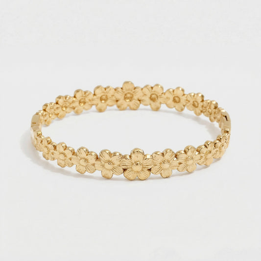 Gold Flower Hinge Bangle