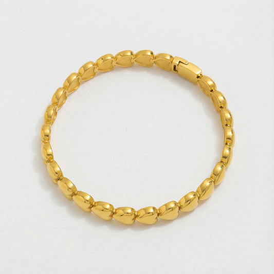 Gold Heart Hinge Bangle