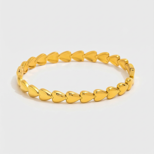 Gold Heart Hinge Bangle