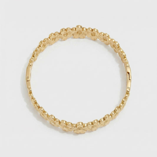Gold Flower Hinge Bangle