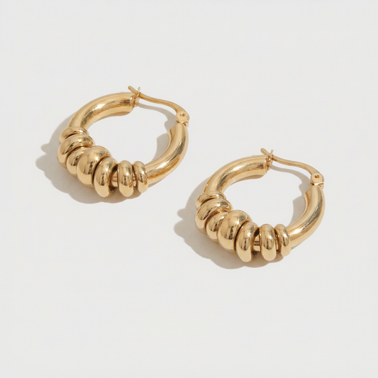 Ringed Hoop Earrings