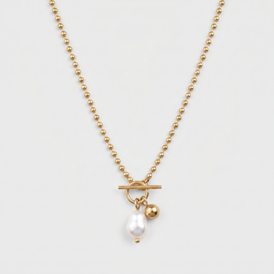 Classic Pearl Drop Toggle Necklace