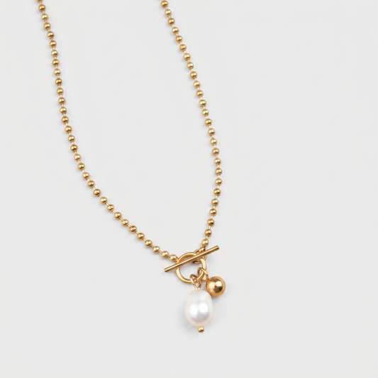 Classic Pearl Drop Toggle Necklace